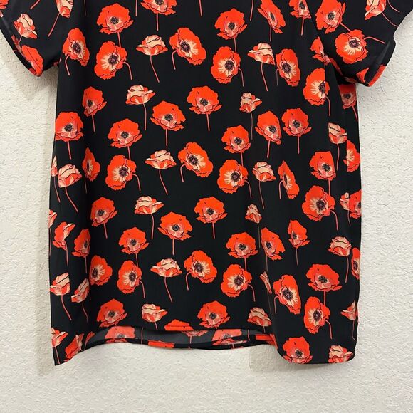 CABI #3251 Flanders Floral Poppy Short Sleeve Blouse w Split Back in Multi - Picture 4 of 10